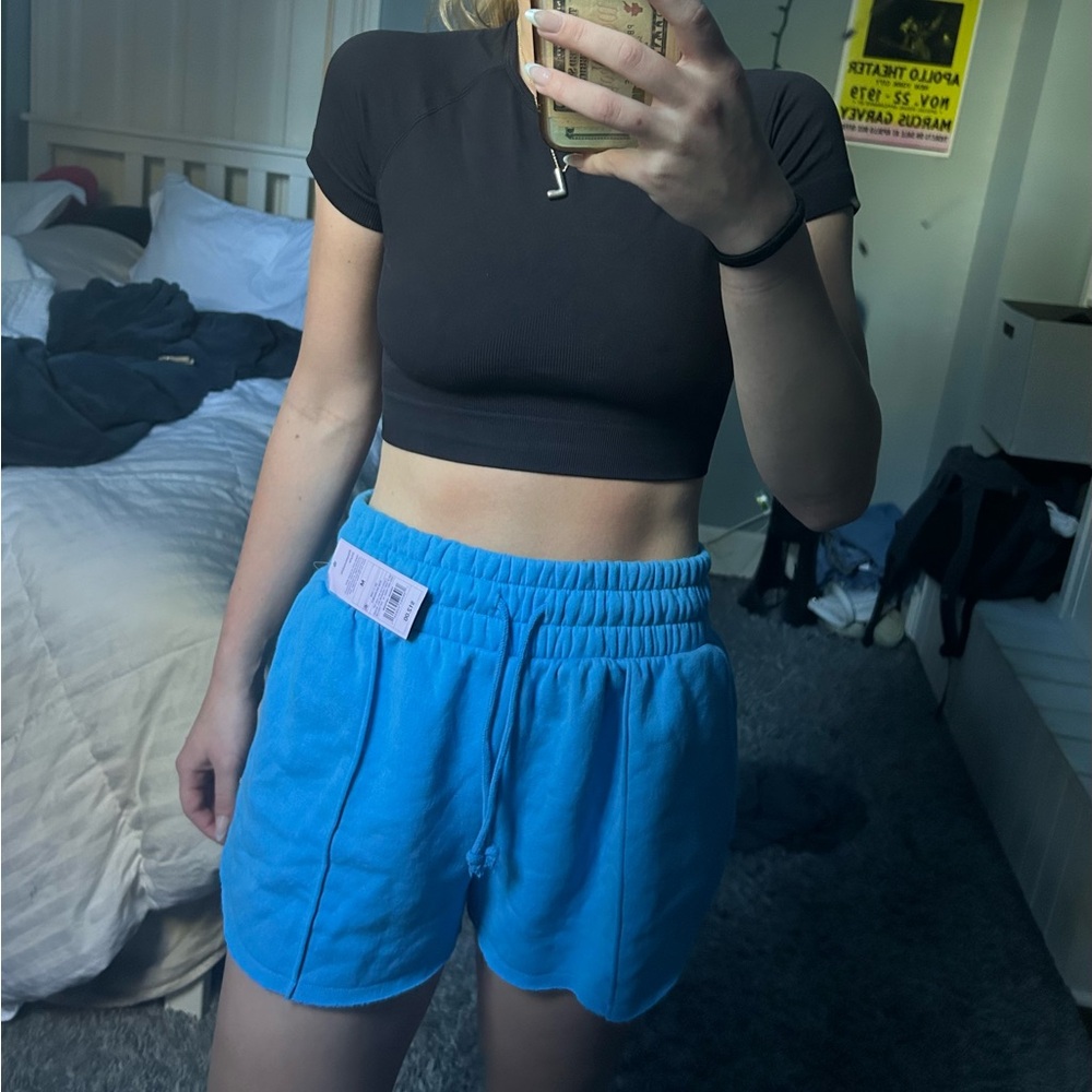 New w/Tags Wild Fable High-Waisted Blue Sweat Shorts — Adjustable Ties — Size M